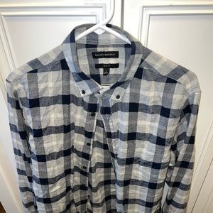Banana Republic Blue & Grey Plaid Shirt Large